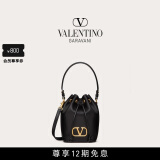 华伦天奴VALENTINO女士 VLOGO SIGNATURE 迷你水桶包 黑色 均码