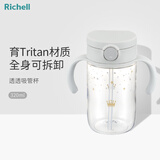 利其尔（Richell）ASTER OUTING吸管杯 带手柄防漏喝水训练杯320ML
