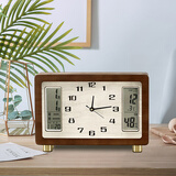 汉时（Hense）创意复古台钟万年历桌面时钟客厅座钟电视柜坐钟摆件家用钟表HD76 胡桃木+石英机芯(23*34)cm