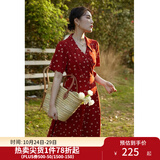 独束大码女装法式小翻领连衣裙女夏季新款遮肉显瘦雪纺裙子 红色 L （尺码：2）
