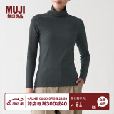 无印良品 MUJI 女式 弹力罗纹编织 高领长袖T恤 BBM01A1A 炭灰色 XS