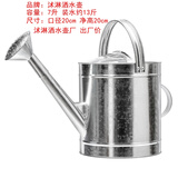 不锈钢洒水壶浇菜家用浇花水壶大容量农用大号淋菜铁皮洒水桶喷花 镀锌白铁加厚7升装水约13斤  固定把手