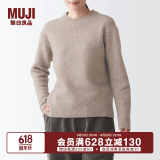 无印良品 MUJI 女式 含牦牛绒骆驼绒圆领毛衣 长袖针织衫秋 冬季 深咖啡色 XS-S 155/80A