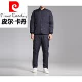 皮尔卡丹（pierre cardin）冬季男士羽绒服内胆套装中老年爸爸冬装加厚羽绒保暖内衣男两件套 藏青蓝 4XL