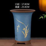 紫砂兰花盆特大君子惠兰花盆墨兰等各种兰花绿植陶瓷紫砂专用花盆 蓝色高兰中号 紫砂 x 中等