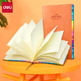 得力(deli)25K/112张彩虹笔记本子皮面子教师节礼物 记事本手账本日记本软抄本 橙色3183