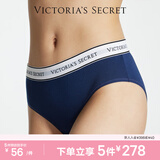 维多利亚的秘密 夏季棉质舒适内裤logo腰带中腰女三角裤简约红色 98L4海军蓝-6819 1条 M