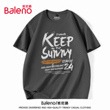 班尼路（Baleno）短袖t恤男夏季学生ins美式字母潮流百搭纯棉上衣设计感五分袖