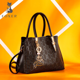 金狐狸（FOXER）手提包女职业女包气质商务手提包2023新款大容量牛皮单肩斜挎包潮 黑色