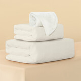 兼彩浴巾毛巾男女家用A类加厚婴儿童情侣成人男士比纯棉柔软吸水速干 软绒白（浴巾+毛巾+干发帽）