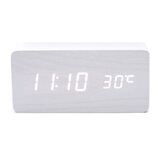 ins木质小闹钟创意LED电子时钟学生儿童桌面夜光床头钟起床神器 010  白木白 双显【插电款】