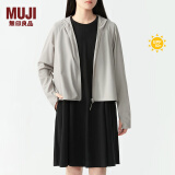 无印良品（MUJI）女式 防紫外线 拉链短款连帽衫夏季款防晒服防晒衣女款BB12CC4S 灰色 L 165/88A