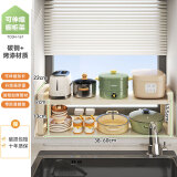 帅仕（shuaishi）厨房置物架下水槽橱柜分层可伸缩收纳架用具锅架碗架隔板调料架 宽22高18 长款可伸缩38-60cm 白