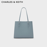 CHARLES&KEITH质感纯色大容量手提包托特包包女包女士生日礼物CK2-30781650-6 Steel Blue钢青色 XL