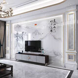 大理石岩板电视背景墙瓷砖中式客厅高温微晶影视墙人造石材罗马柱 定制图案尺寸联系客服核实 定制画芯:高温微晶岩板/平方米