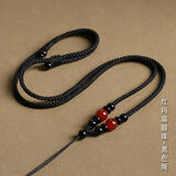 靓做手工编织翡翠黑曜石项链绳黄金挂件绳平安扣玉吊坠挂绳玉佩佛绳子 3mm 红玛瑙黑绳-可调节【1条】