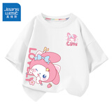 真维斯儿童纯棉短袖t恤男童舒适透气中大童夏季上衣女童半袖夏装 白 趴趴乐蒂X_比耶美蒂 130