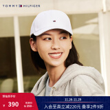 TOMMY HILFIGER女装纯棉经典绣标金属调节扣圆顶弯檐运动棒球帽AW0AW09807 白色YBR 均码（头围56cm）