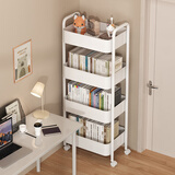 姗姗木艺书架落地可移动置物架家用铁艺小推车多层零食架客厅储物收纳架