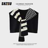 十竹披肩秋冬女外搭气质2025年新款围巾空调房办公室小护肩护颈礼物 黑色【个性时尚】