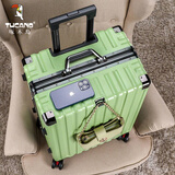 啄木鸟行李箱铝框结实耐用合金拉杆箱大容量轻便旅行箱加厚可登机密码箱 牛油果绿 -双封闭内里+便携挂钩 24英寸 【减震刹车轮+TSA密码锁】