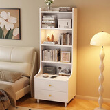 欢乐舒坞实木床头柜书架一体多层置物架卧室床边加高储物柜小型窄款收纳柜 四层款#象牙白【43*40*150】