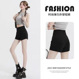 萝美酱辣妹热裤女秋冬加绒打底弹力超短裤春秋小个子外穿高腰弹力防走光 黑色 L 【建议110-120斤】
