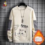 稻草人（MEXICAN）卫衣男士秋冬打底衫加绒卡通印花圆领长袖体恤男装 杏色加绒 XL