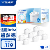 WATUS德国原装进口滤芯适用碧蓝德过滤水壶净水器 适配Brita碧然德滤芯8枚装