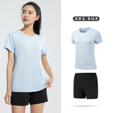 361°运动套装女夏季新款跑步休闲短袖短裤两件套瑜伽服662414001H-5