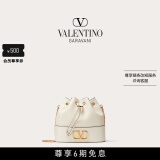 华伦天奴VALENTINO女士 VLOGO SIGNATURE 迷你羊皮水桶包 浅象牙白色 均码