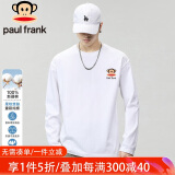 大嘴猴（paul frank）长袖T恤男士2024秋季宽松内搭休闲圆领打底衫上衣男白色2XL