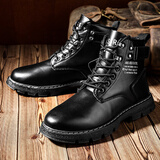 昌祥回力马丁靴男靴秋冬季英伦风工装皮靴子男加绒棉鞋高帮男鞋防水机车靴 MD-MD101黑色 单层 41