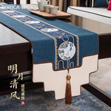 骆易家（Lorica） 新中式防水桌旗茶桌垫布茶台茶布布艺长条茶几桌布茶旗茶席茶桌 明月清风-蓝色 【同款抱枕】45*45cm（枕套+枕芯）