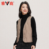 雅鹿2026新款轻薄羽绒马甲女反季特价短款内胆内外穿保暖秋冬季马夹潮 驼色 XL 推荐120-130斤