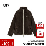 森马（Semir）外套女插肩袖珊瑚绒仿羊羔毛2024冬季立领宽松夹克109724108003