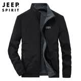 JEEP SPIRIT吉普外套男春秋季夹克男士两面穿立领休闲运动男装上衣  黑色 2XL