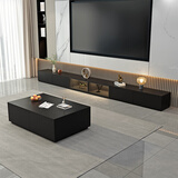 伊意电视柜茶几组合现代简约客厅家用柜子轻奢高级感黑色落地电视机柜 1.8米电视柜玻璃门款