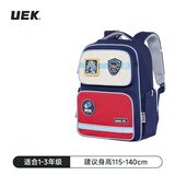UEK儿童护脊书包男女孩1-3-6年级小学生减负轻量双肩背包大容量套装 玩趣徽章-藏青色（小号）