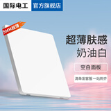 国际电工86型暗装开关插座超薄大面板哑光白色一开五孔电源插座单双控开关 空白面板