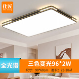 仕匠客厅大灯现代简约大气新款超薄led吸顶灯家用大厅灯具中山卧室灯 全光谱-长90*60cm三色变光96W