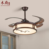 木府宋代美学吸顶灯客厅主灯新中式全铜实木灯具书房餐厅卧室灯中国风 风扇灯直径52CM