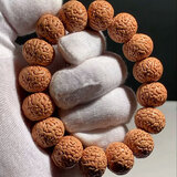 御文者精品脑纹桃核手串文玩龙纹小桃胡盘玩把玩手把件男士款野生山核桃 磨盘核桃手串24-25mm+工具