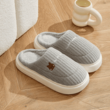 柯奇诺（KQINOKQN）男士棉拖鞋冬季家用室内保暖厚底可爱毛绒全包跟家居棉鞋女秋冬天 灰色（条纹兔） 42-43 （适合41-42）