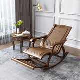 惞起实木摇椅懒人休闲摇摇椅逍遥椅成人午睡椅躺家用阳台老人椅 加大款胡桃色送坐垫