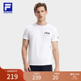 FILA 斐乐官方男子短袖T恤夏基础简约圆领运动针织短袖衫 玉石白-WT 175/96A/L