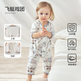 欧孕（OUYUN）婴儿衣服夏季薄款空调服睡衣男女宝宝连体衣网眼竹棉哈衣爬服 飞艇戏团【半背网孔 竹棉针织】 80cm 【建议身高79-84cm】