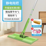 康多多satto好慷家政保洁专用平板拖把清洁工具伸缩免手洗夹布毛巾拖把 绿色加长3节杆拖把【送干巾+布】