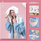 妍艺诗睡衣女冬小怪兽珊瑚绒加厚夹棉家居服套装玉桂狗睡袍女睡裙 云朵狗【睡袍+裤子】 S/M【推荐70-125斤】