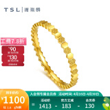 谢瑞麟（TSL） 黄金戒指女款蜂巢六角形5G足金素圈戒指指环YS507 13号圈口（1.6g 工费350元）